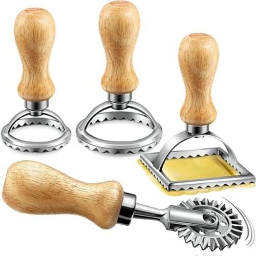 304 Stainless Steel Cokies Mold Ravioli Maker Stamp Pasta Wheel Square Round Ravioli Cutters Pizza Cutting Wheel for Pasta