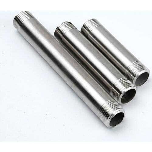 304 Stainless Steel Pipe 1/4 3/8" 1/2" 3/4" 1 2" BSPT Male x Male Extension Joint Long 100/150/200/250/300mm Water Pipe Fittings