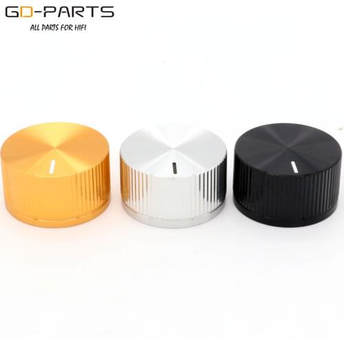 40x22mm Machined Solid Full Aluminum Volume Potentiometer Knob Button 6mm Hole For Hifi Audio AMP CD Turntable Recorder Golden