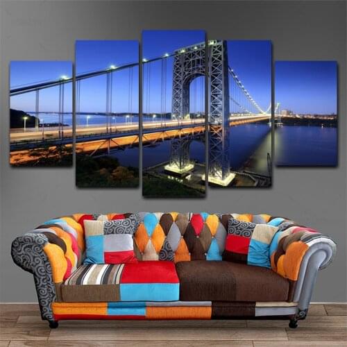 HD Printed 5 Piece Canvas Art Bridge painting Canvas Print Wall Pictures for Living Room Home Decor Free Shipping HG-256