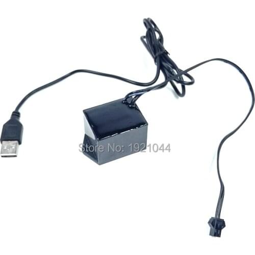 5PCS NEW Style 5V 15M USB Port EL wire inverter powered by Mobile battery for drive 1-15m EL wire/EL strip For Party Decoration