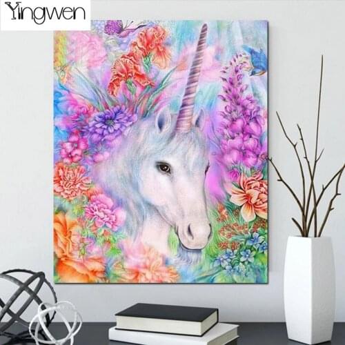 5d Diamond Painting Fantasy Unicorn Flower DIY Full Diamond Embroidery Cross Stitch Kits Diamond Mosaic Rhinestone Home Decor