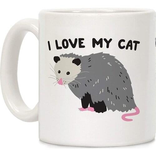 I Love My Cat Opossum White 11 Ounce Ceramic Coffee Mug