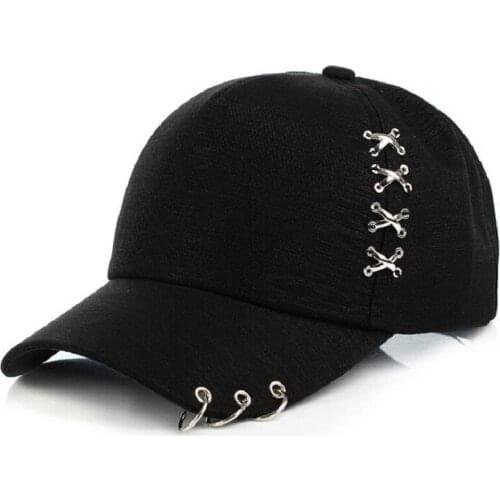 Metal cross hoop duck tongue baseball cap men and women fashion trend sun hat couple casual hat
