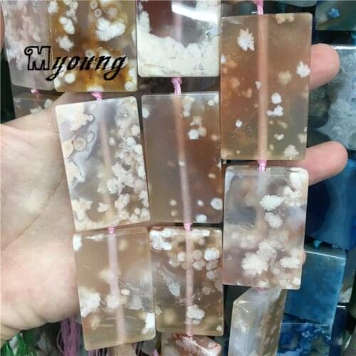 New Arrival Rectangle Green Cherry Agates Stone Slice Beads, Nature Stone Slab Pendant Beads MY2100