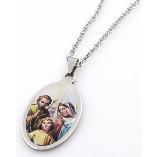 316L Stainless Steel 12style Custom Initial Pendant Necklace Charm Jewelry Christ Virgin Mary Jesus