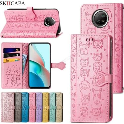 Cute Animal Embossing Flip Wallet Phone Case For Xiaomi Note 10 Pro 9T K40 9A 9C Mi 10 Ultra 10S PU Leather Shockproof Cover