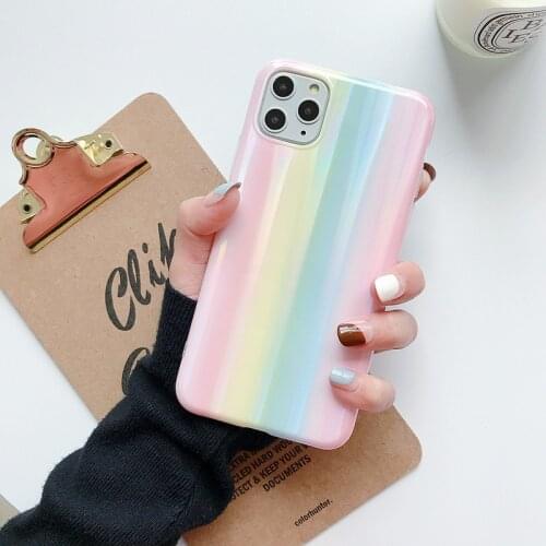 Pink Laser Gradient Stripe Phone Case for IPhone 11 11 Pro Max XR XS Max 7 8 Plus Glitter IMD Soft Tpu Case Back Cover