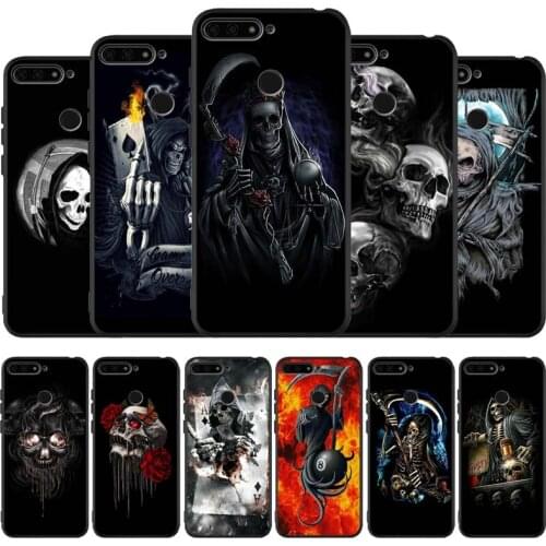 Grim Reaper Skull Skeleton Black Silicone Phone Case For Honor 30 20 Pro 8X 9X X10 10 20 Lite 10i Nova 5T Y6 7 9 Prime 2019 TPU