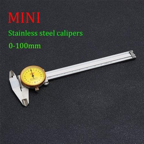 Dial Micro Vernier Caliper 0-100mm Mini Measuring Tool High Precision Stainless Steel Measuring Instrument Work Measurement Tool