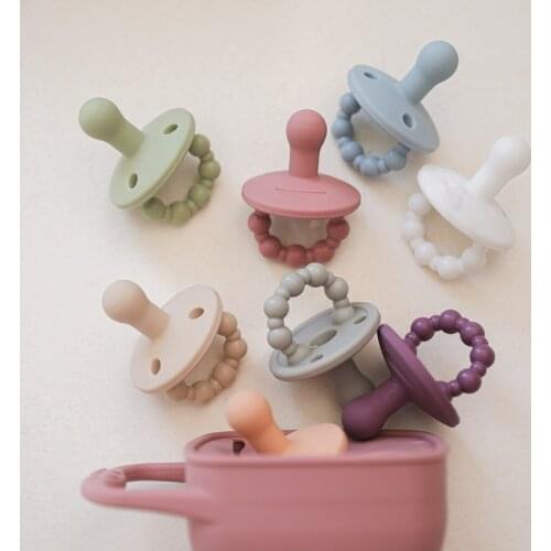 Baby Silicone Pacifier Smile Face Soother Teether Food Grade Teething Chewing Supplies Comfort Teether Toys For Newborn Gift