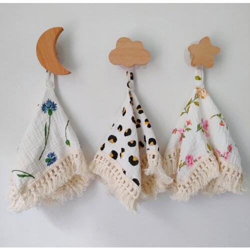 Baby Organic Cotton Bib Tassel Blanket Cotton Gauze Comfort Towel Baby Pacifier Pendant Saliva Rainbow Leopard Floral Baby Bibs
