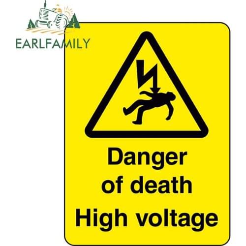 EARLFAMILY 13cm x 9.7cm for Danger of Death High Voltage Sign Car Decal Fashion Windows Laptop Car Assessoires Stickers