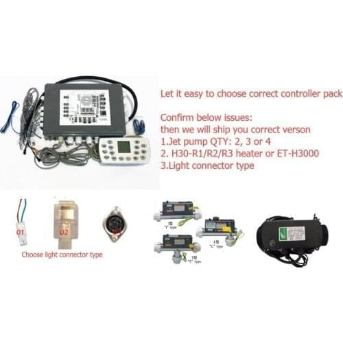 Ethink hot tub controller pack fit spa with 12VAC/VDC Light + 2-3 Jet pump + LX heater H30-R1/R2/R3 / ET-H3000