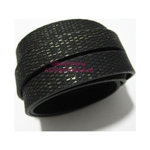 10x2mm Slight glitter leather cord 10mm Black stereo Flat leather cord S1020