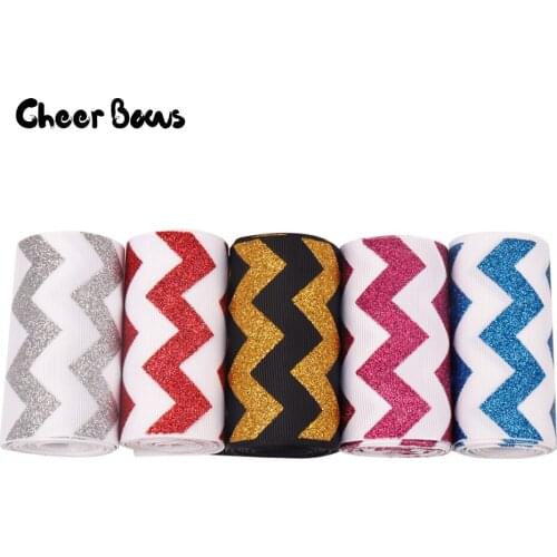 2Y 3" Grosgrain Ribbon Shiny Wave Printed Ribbon 75MM Colorful Glitter Printed Handmade Tape Festival Sewing Wedding Decoration