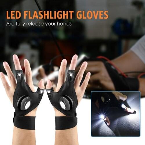 Led Flashlight Glove Multifunctional Glowing Half Finger Gloves For Night Fishing Camping Repairing Outdoor Lighting Фонарь