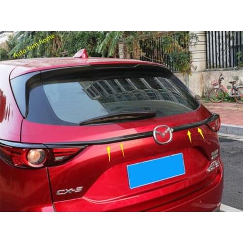 Lapetus Rear Trunk Tailgate Plate Stripes Cover Trim Exterior Refit Kit For Mazda CX-5 2017 - 2020 ABS Chrome / Carbon Fiber