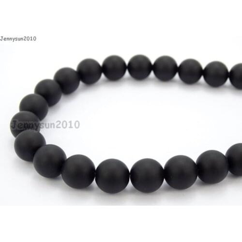 Natural Matte Black Onyx 6mm Frosted Gems stones Round Ball Loose Spacer Beads 15'' 5 Strands/ Pack