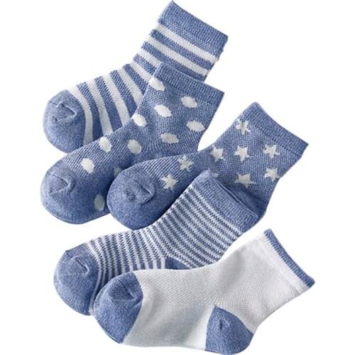 5 Pair=10PCS/lot Baby Socks Neonatal Summer Mesh Cotton Polka dots plain stripes Kids Girls Boys Children Socks For 1-10 Year