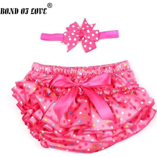 2019 NEW Floral Satin Silk Bow Baby Shorts With Matching Headband Set Newborn Baby Diaper Covers Bloomers Photo Props