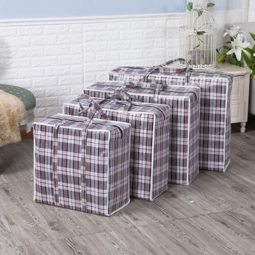 Extra Large Thick Woven Bag Moving Organizer Pouch Waterproof Storage Parcel Duffel Packing Zip Clothes Organization Accessories