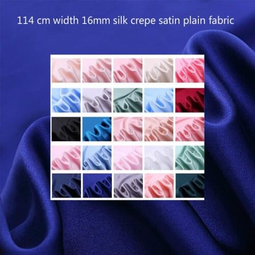 Solid color mulberry silk crepe satin plain fabric cloth 16mm 114 cm wide soft pajamas shirt dress fabric alibaba express