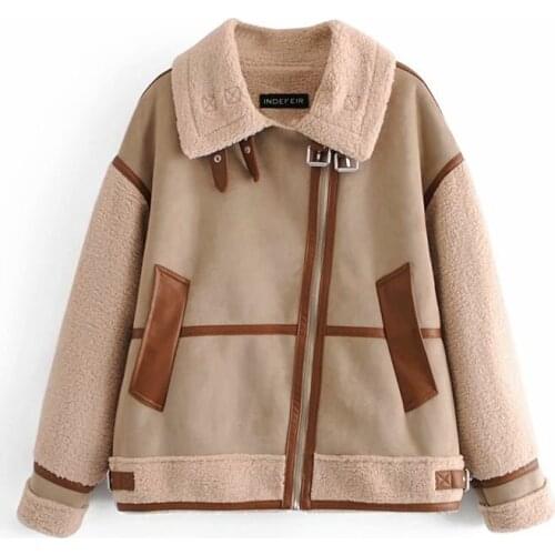 Winter Women New Keep Warm Splicing zipper Overcoat Female Fashion Simplicity Long Sleeve Lapel Coat