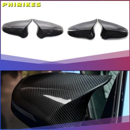 A Pair Carbon Fiber Car Door Rear View Side Mirror Cover Rearview Mirror Cap Replacement For BMW F80 M3 F82 M4 2015-2018
