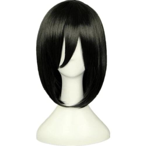 Attack on Titan Mikasa Ackerman Short Bob Black Heat Resistant Cosplay Costume Wig