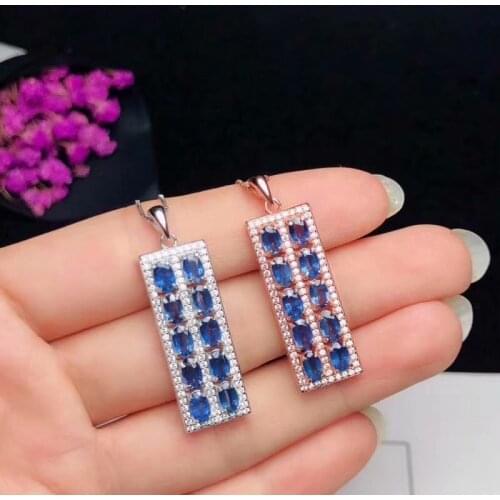Pop fashion natural sapphire pendant 925 sterling silver necklace pendant Natural sapphire support testing