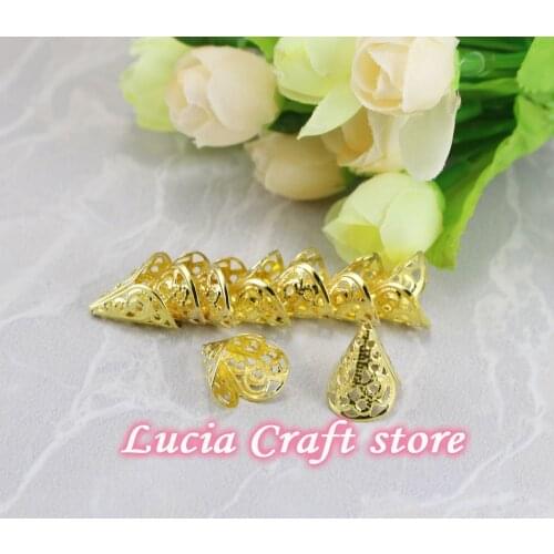 Lucia crafts 16*11MM Silver/Gold 24pcs vintage metal flower torus G0508