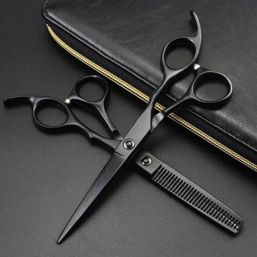Professional japan 6 inch Black hair scissors set cutting barber makas hair salon scisors thinning shears hairdressing scissors