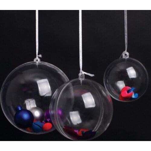 7 CM Dia Clear Plastic Christmas Ball Wedding Candy Box Xmas Hanging Balls Ornament For Party DIY Supplies