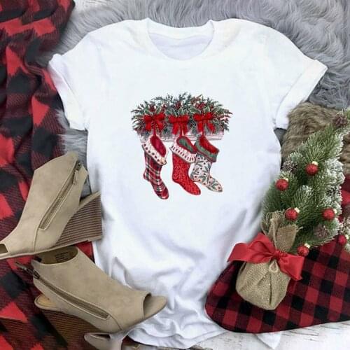 Christmas Gift Socks Women Designed Ladies Graphic Female Tee TShirts Girls Tee T-Shirt Lady T-shirts Top Short Sleeves T Shirt