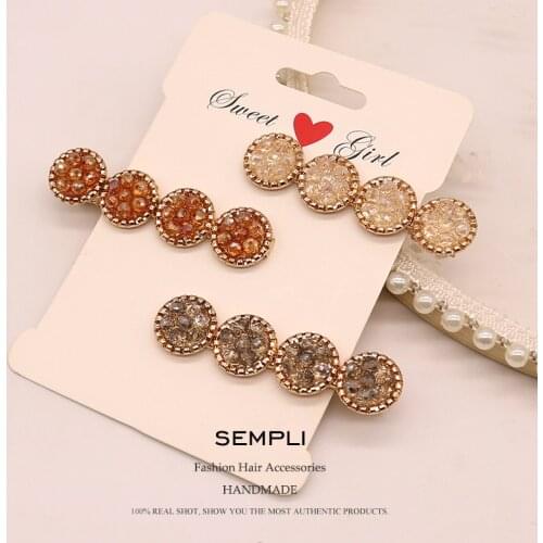 Sempli Crystal Hair Clips Pin for Women Fashion Geometric Flower Barrettes Headwear Girls Sweet Hairpins Hair Accessorie