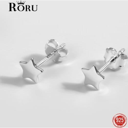 925 Sterling Silver Stud Earring Star Smooth Mini Earrings for Women Classic Simple Stylish Small Ear Jewelry Fine Gift