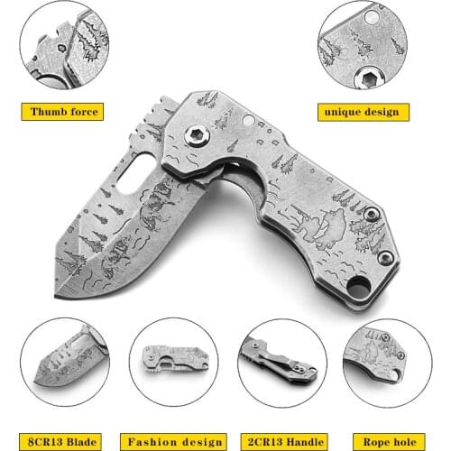 Fold Pare Peel Pocket Carabiner Knife Outdoor Box Blade Camp Open Hang Multi Tool Self-Defense Survival Climbing Riding Camping