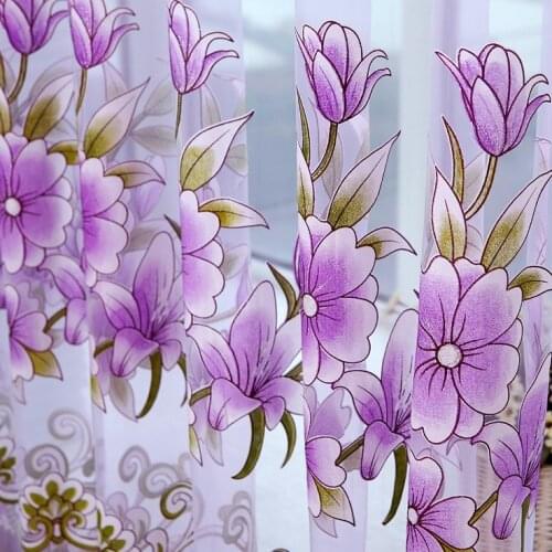 Curtains Modern Floral Tulle Curtains para Living Room curtains para Bedroom Kitchen free shipping nonwashable