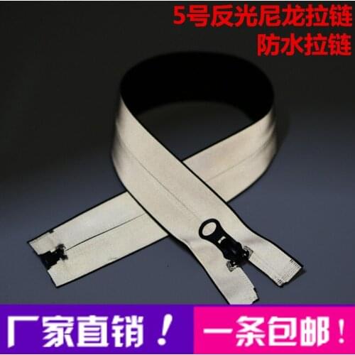 3 pcs/lot reflective waterproof nylon coil zipper black open end for clothing coat sportswear zip replacement sewing accessories