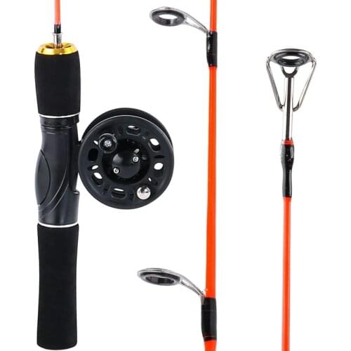 Sougayilang 48cm Mini Ice Fishing Rod Ice Fishing Rod Reel Combo Winter Fishing Pole with Ice Reel Combo Fishing Tackle Tool
