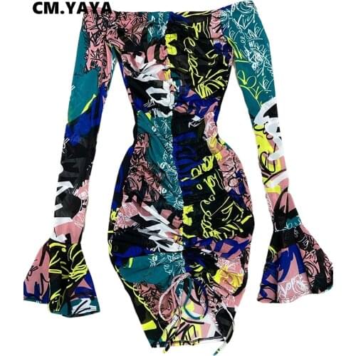 CM.YAYA Streetwear Women Stacked Off Shoulder Tie Up Bodycon Dress Party Night Club Elegant Bodycon Ruched Midi Dresses Vestido