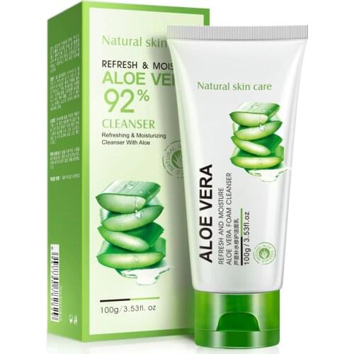 BIOAQUA Aloe Vera Hydrating Facial Cleanser Moisturizing Oil Control Shrink Pores to Black Women Deep cleansing Lotion 100g