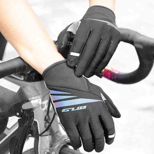 Men Women Winter Full Finger Bicycle Gloves Touch Screen Plush Velvet Warm Gloves Cycling Gloves Outdoor Sport Protective Cove