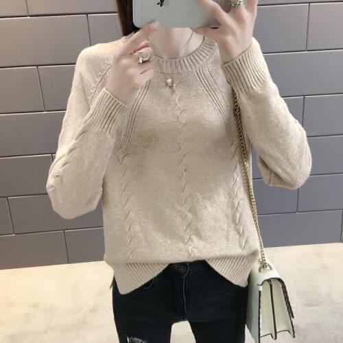 Long Sleeve Knitted Sweaters New 2021 Autumn Winter Knitted Turtleneck Pullover Sweater Women O-Neck Female Khaki Purple Jumper