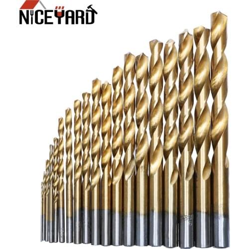 NICEYARD HSS 1mm-10mm High Speed Drill Bits Titanium Coated Steel Twist Drill Straight Shank Woodworking Hand Tools