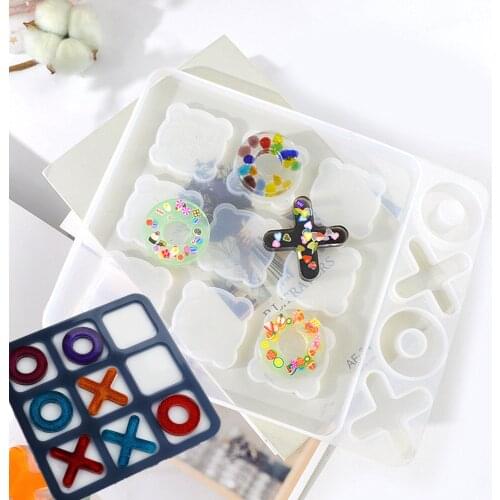 OX Game Mirror Silicone Casting Mold For DIY Silicone Resin Uv Epoxy Jewelry Tools Tic Tac Toe Craft Handmade Making M2057