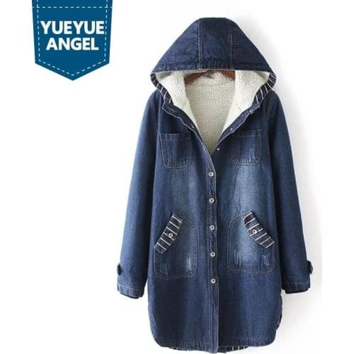 Winter Korean Style New Fashion Womens Thick Coats Female Long Sleeve Fur Lining Hooded Single Breasted Loose Fit Warm Parkas