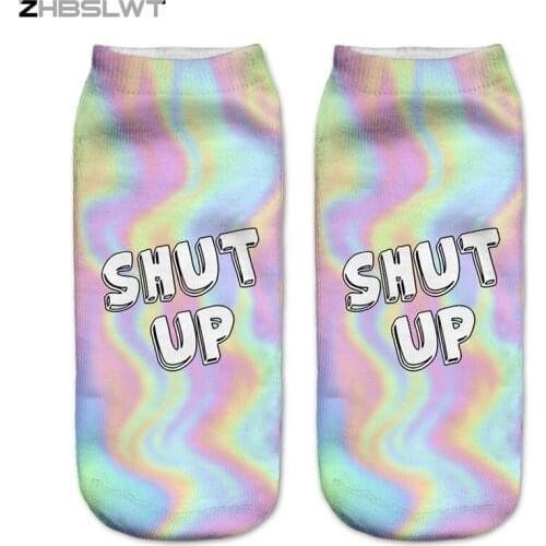 ZHBSLWT Harajuku 3D Printed Shut up Holo Womens Socks calcetines Casual Charactor Socks Unisex Low Cut Ankle Socks