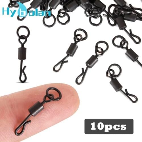 10PCS Carp Fishing Quick Change Swivels pin With Ring Rolling Swivels Clips Swing Snap Connector Rig Fishing Accessories